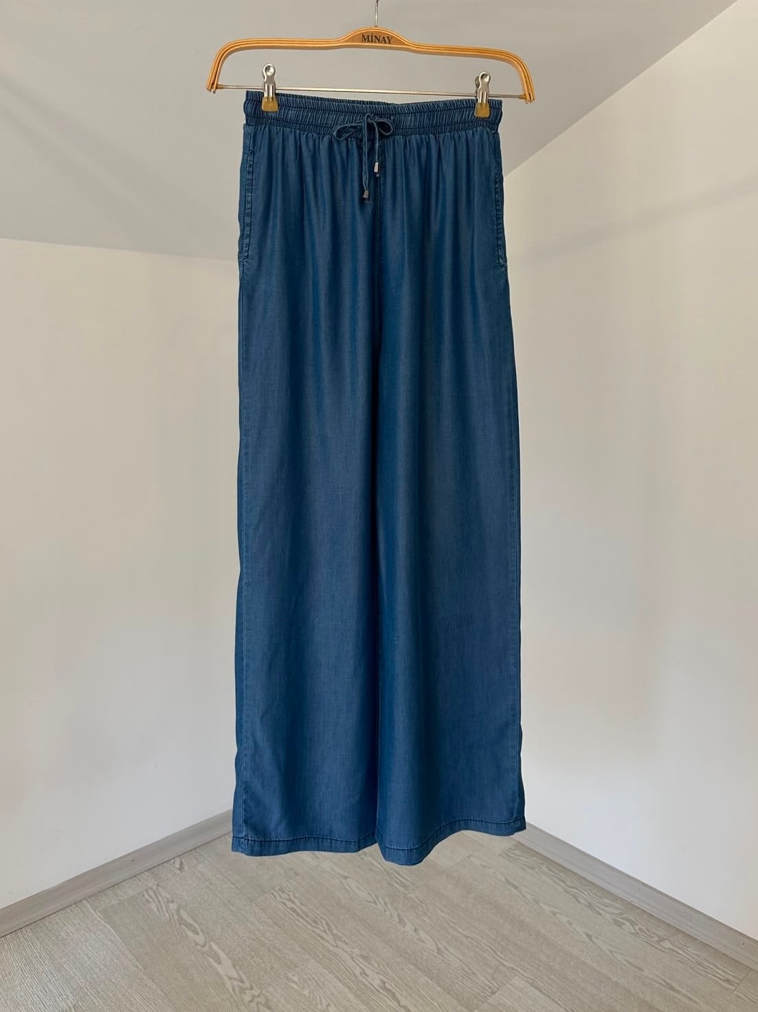 1105 Beli Lastikli Denim Pantolon-İndigo