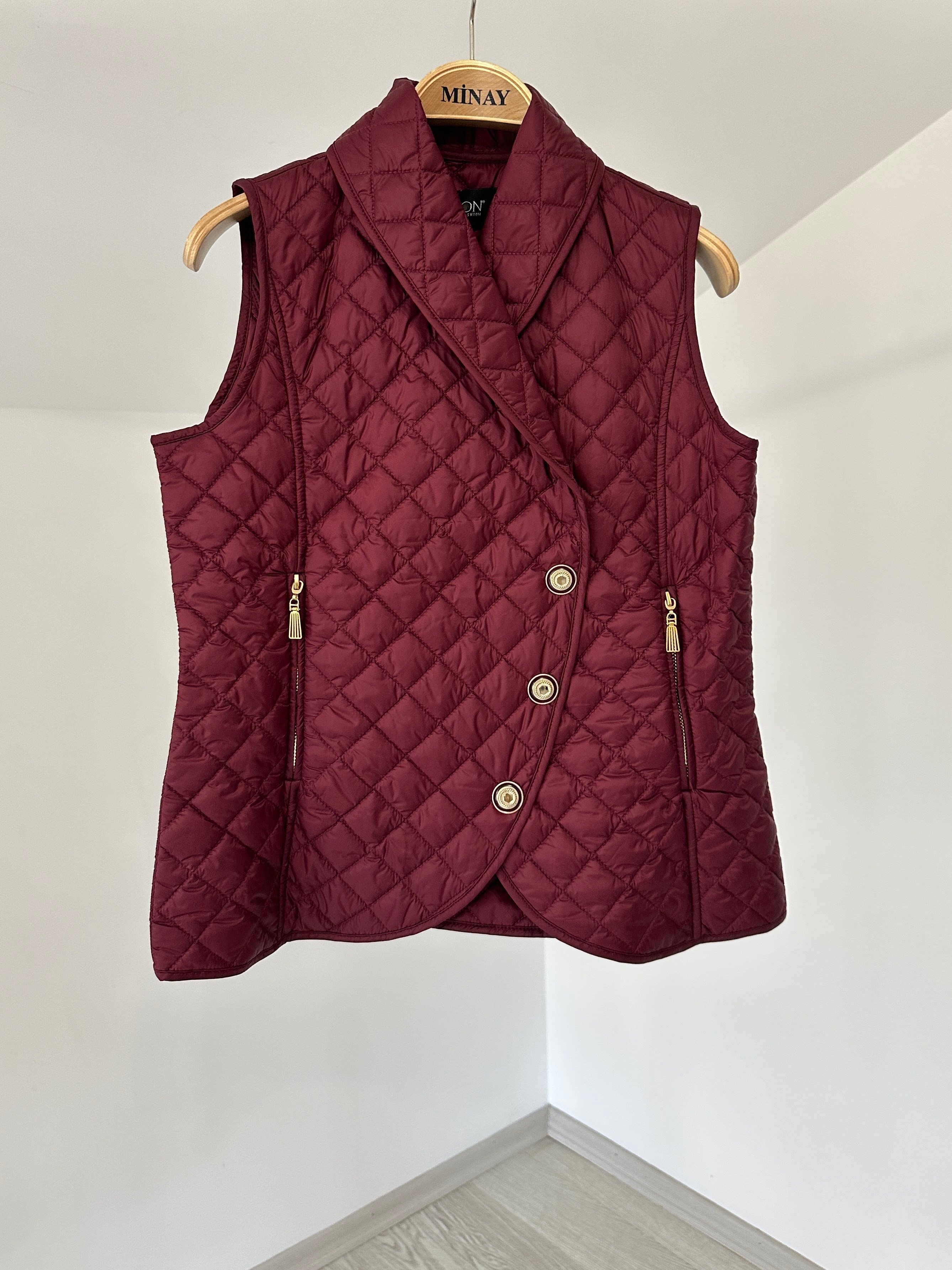 18994 Kapitone Yelek-Bordo