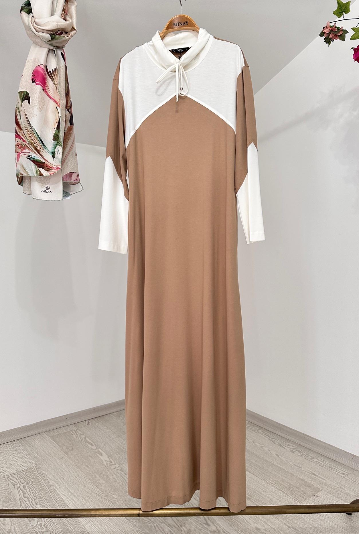 24416 Viskon Elbise-Camel