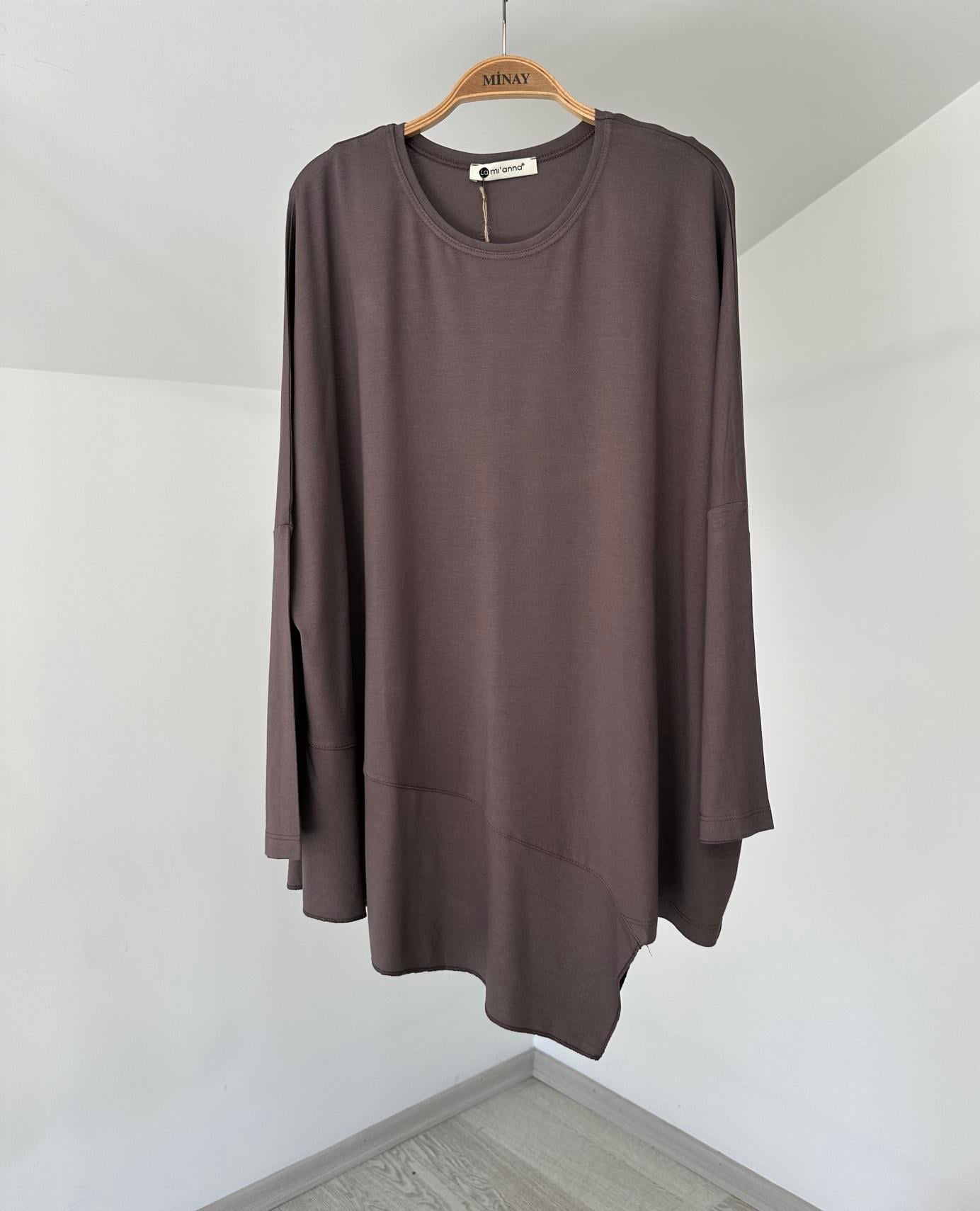 517 Asimetrik Kesim Viscose Bluz-K.Vizon