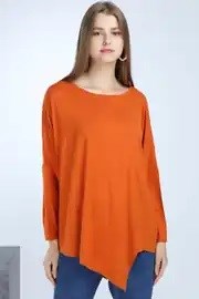 517 Asimetrik Kesim Viscose Bluz-Tarçın