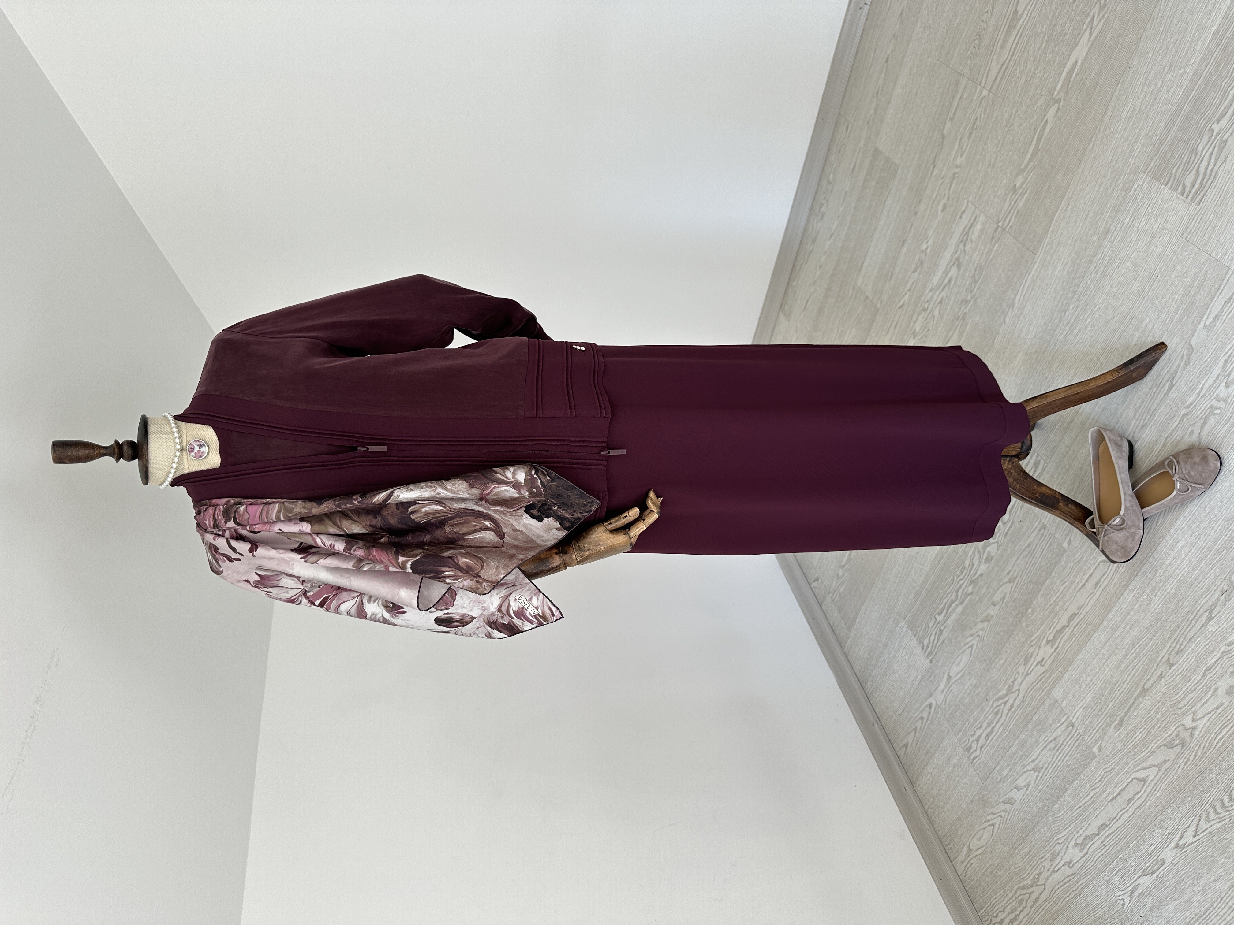 60801 Elbise Ceket Takım-Bordo