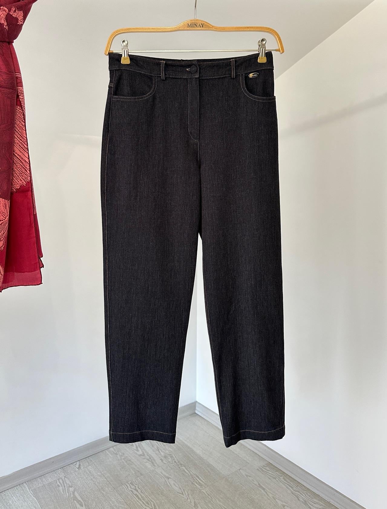 7013 Cepli Denim Pantolon-Siyah
