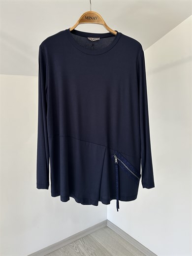 13520 Fermuarlı Tunik-Lacivert