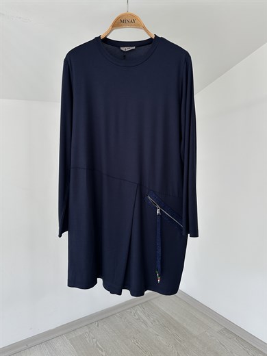 13520 Fermuarlı Tunik-Lacivert