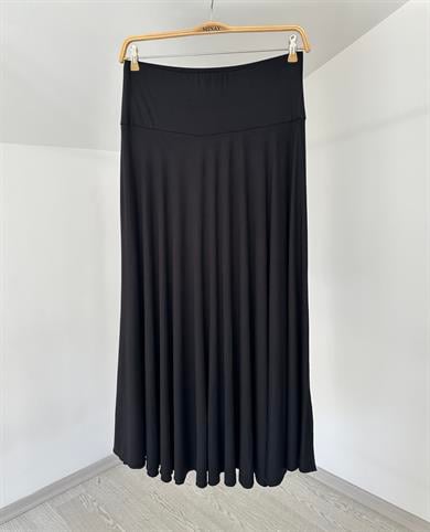 172 Geniş Korsajlı Viscose Etek-Siyah