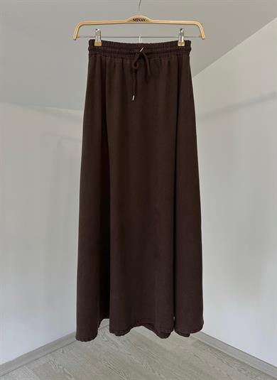 3322 Beli Lastikli Tensel Pantolon-Kahve