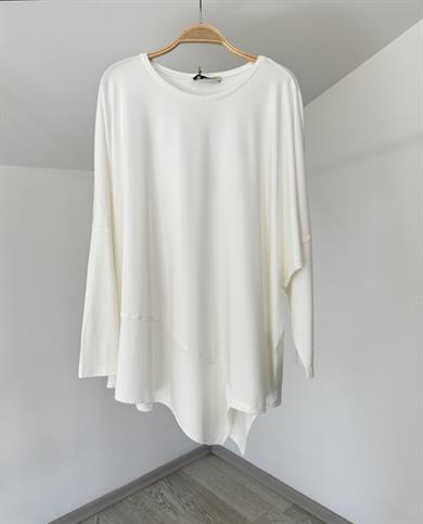 517 Asimetrik Kesim Viscose Bluz-Ekru
