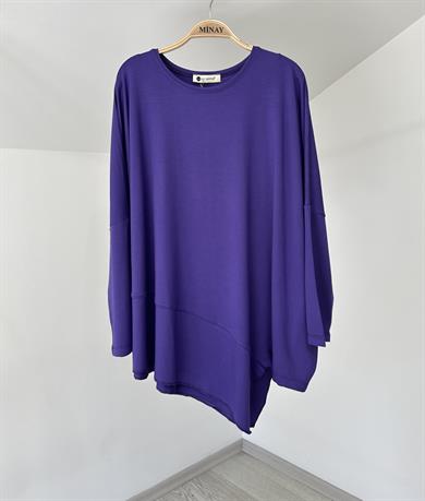 517 Asimetrik Kesim Viscose Bluz-Mor