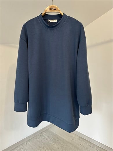 52324 Yumuşak Dokulu Tunik-İndigo