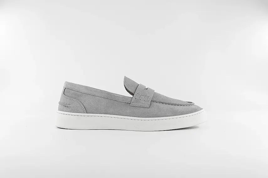 025 %100 Deri Süet Loafer-Gri
