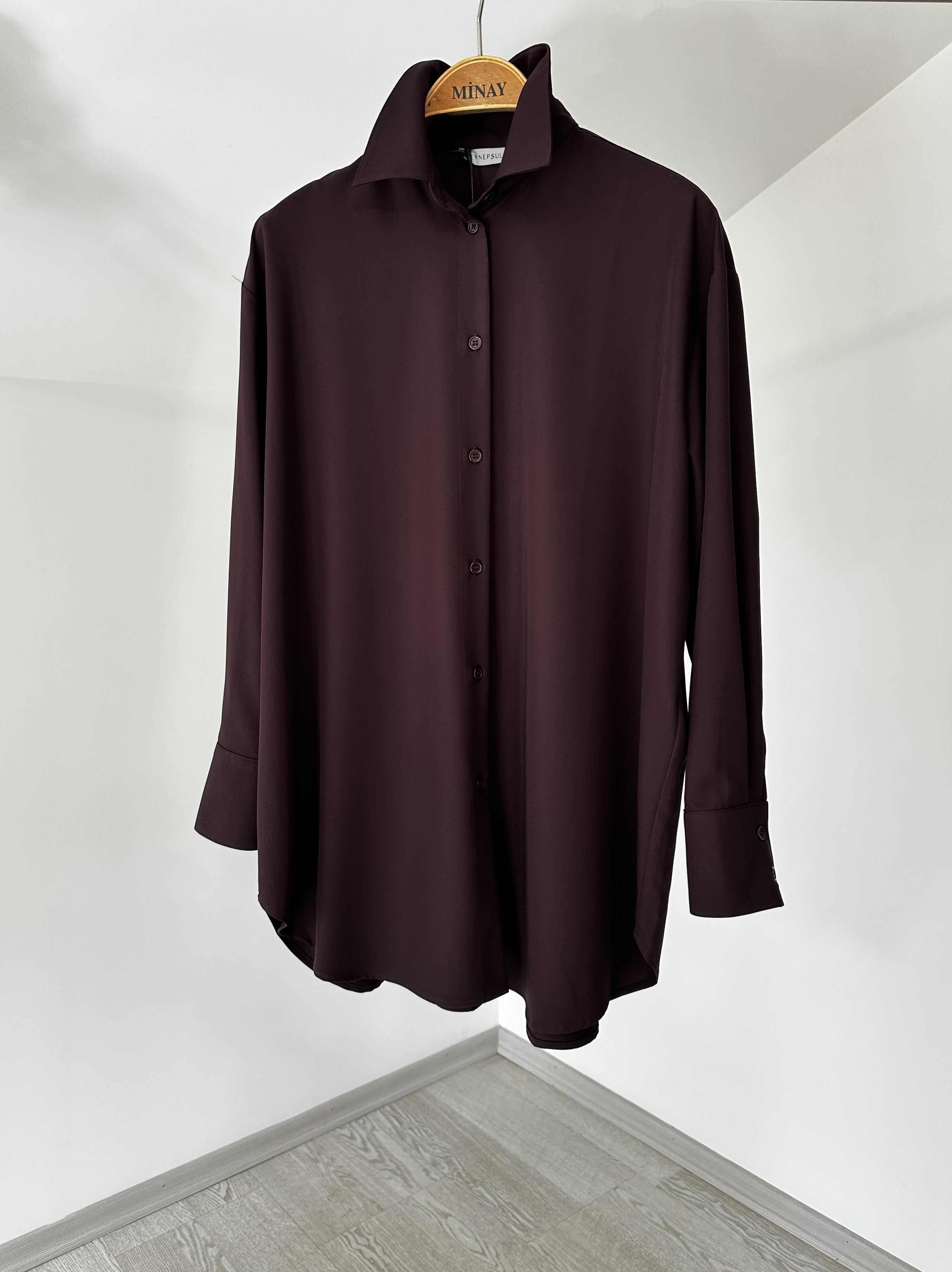 11144 Rahat Kalıp Modal Gömlek-Bordo