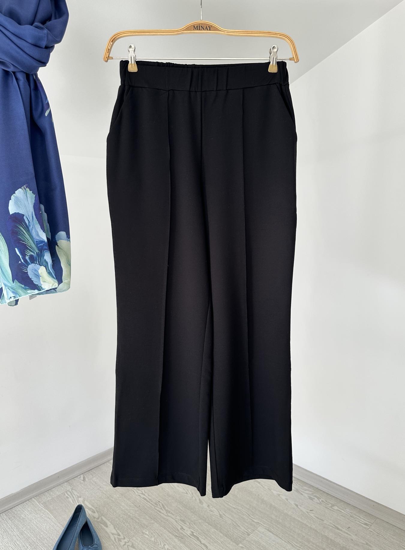 13407 Nervürlü Cotton Pantolon-Siyah