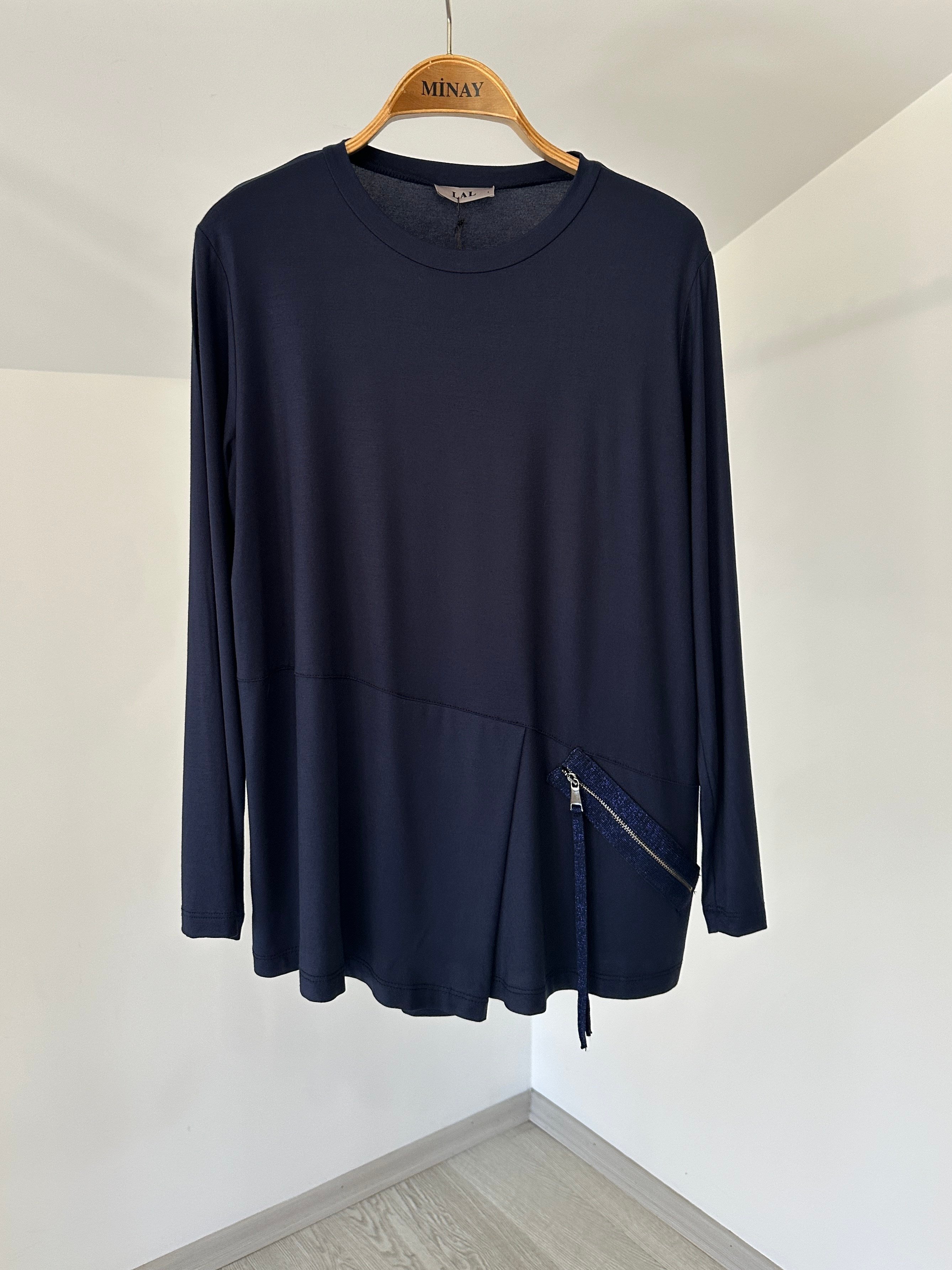 13520 Fermuarlı Tunik-Lacivert
