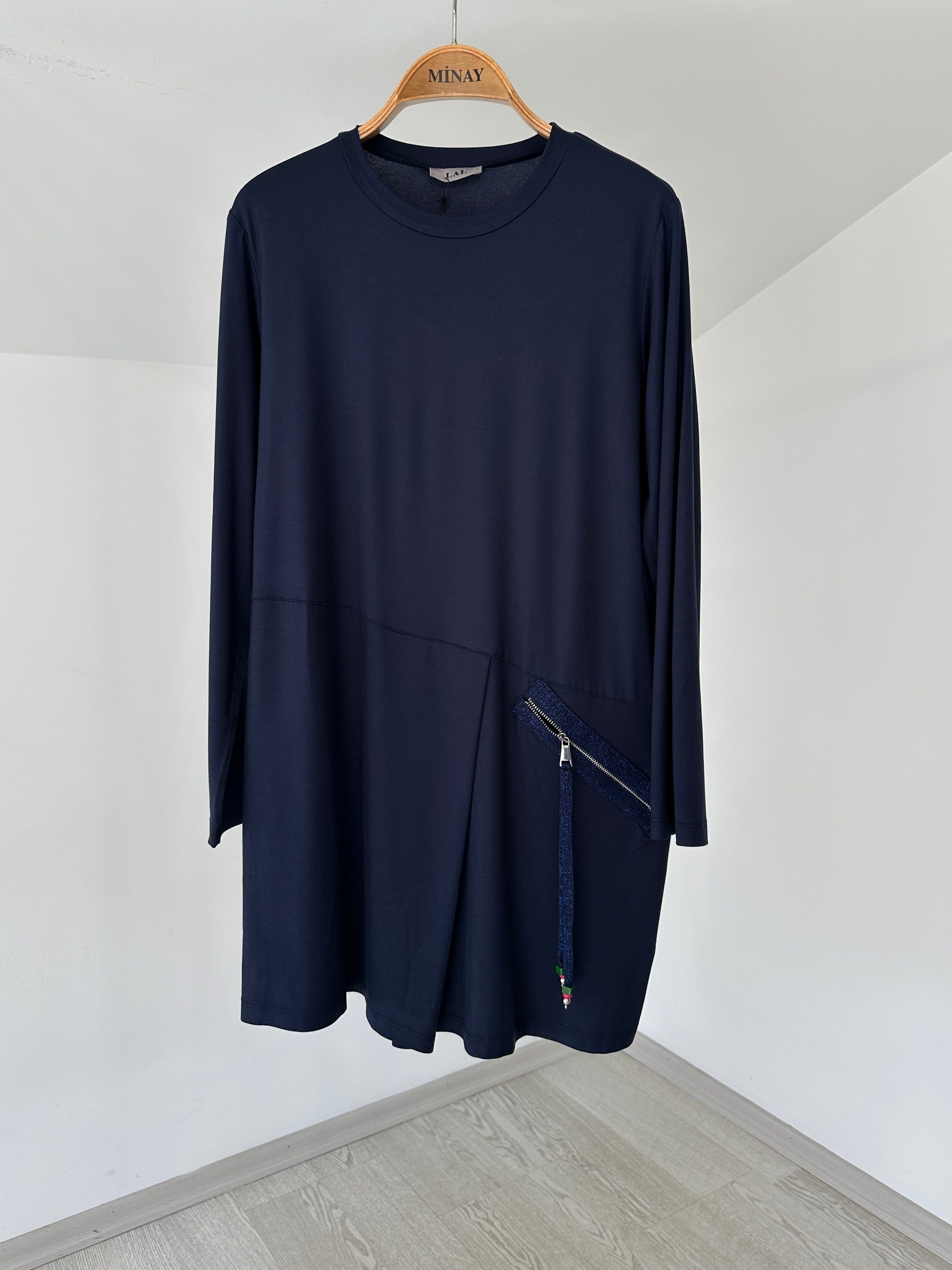13520 Fermuarlı Tunik-Lacivert