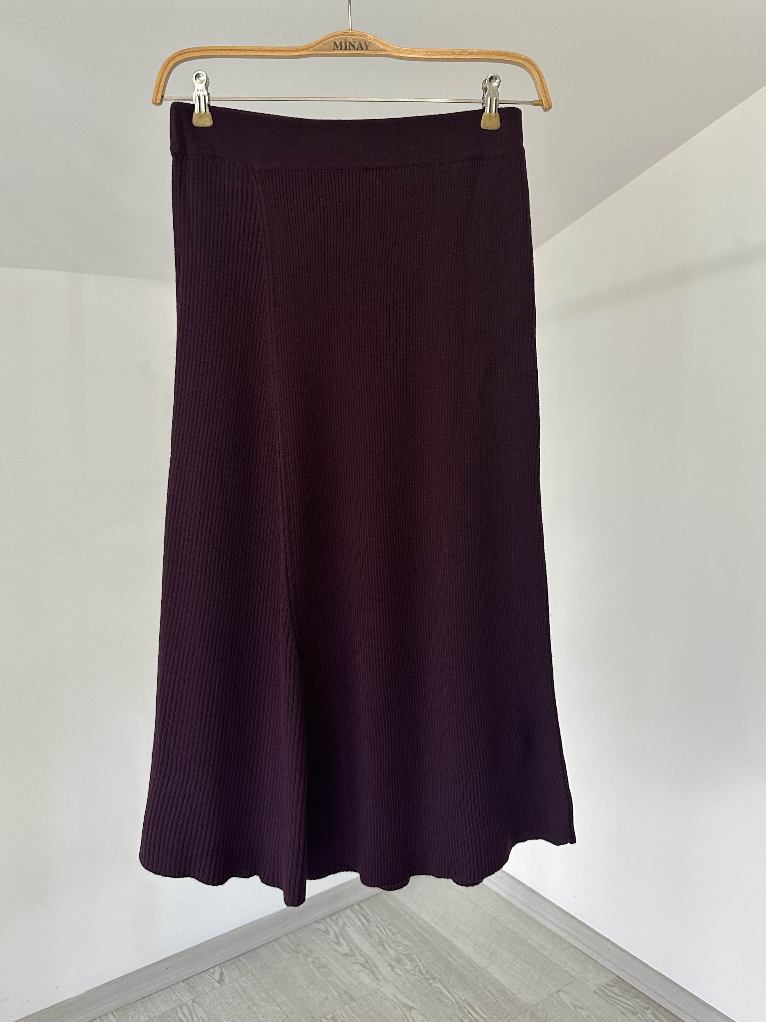 14115 Yün İçerikli Etek-Mürdüm