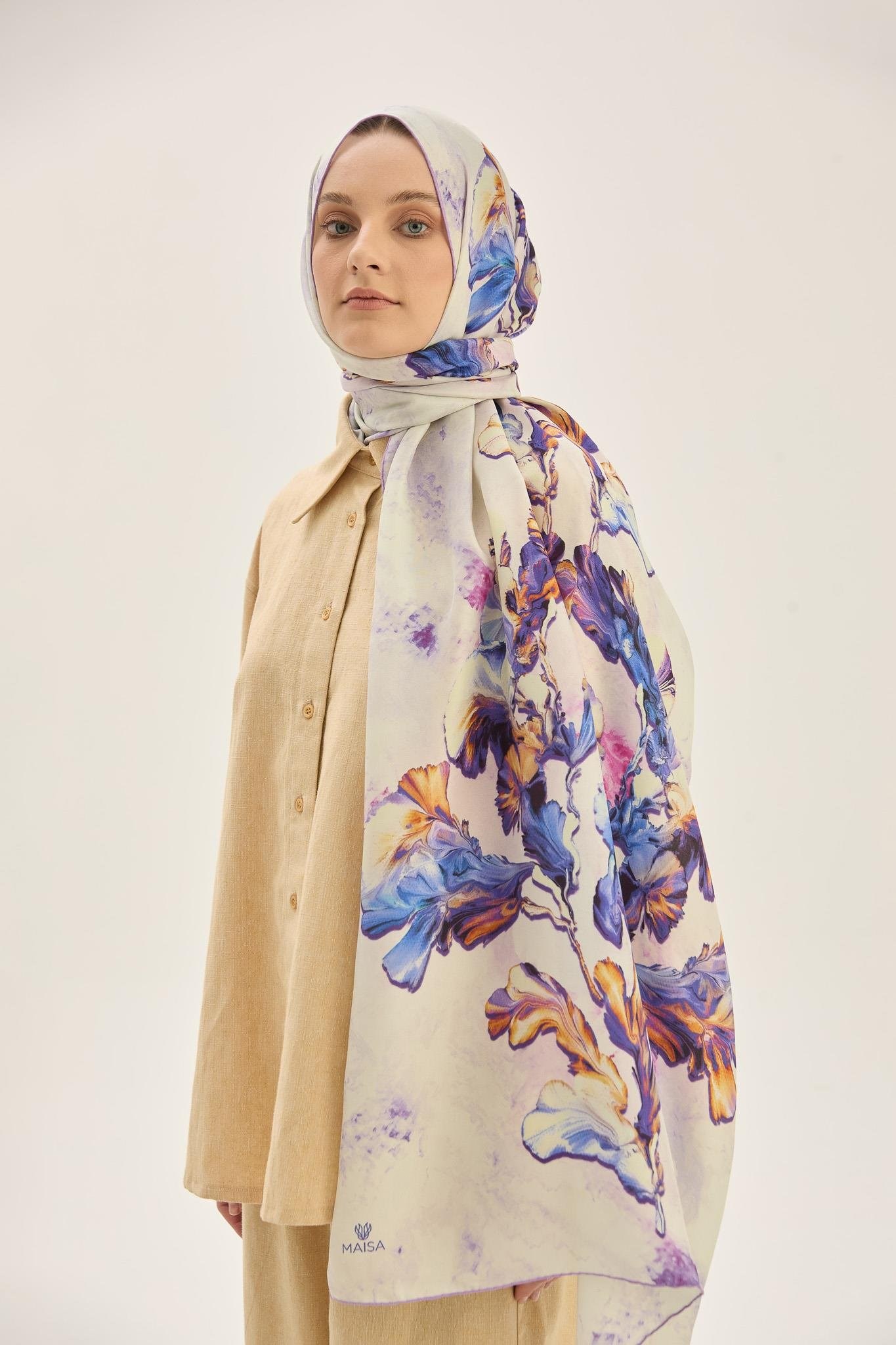 16546 Maisa Reyya Pamuk İpek Şal -Lila
