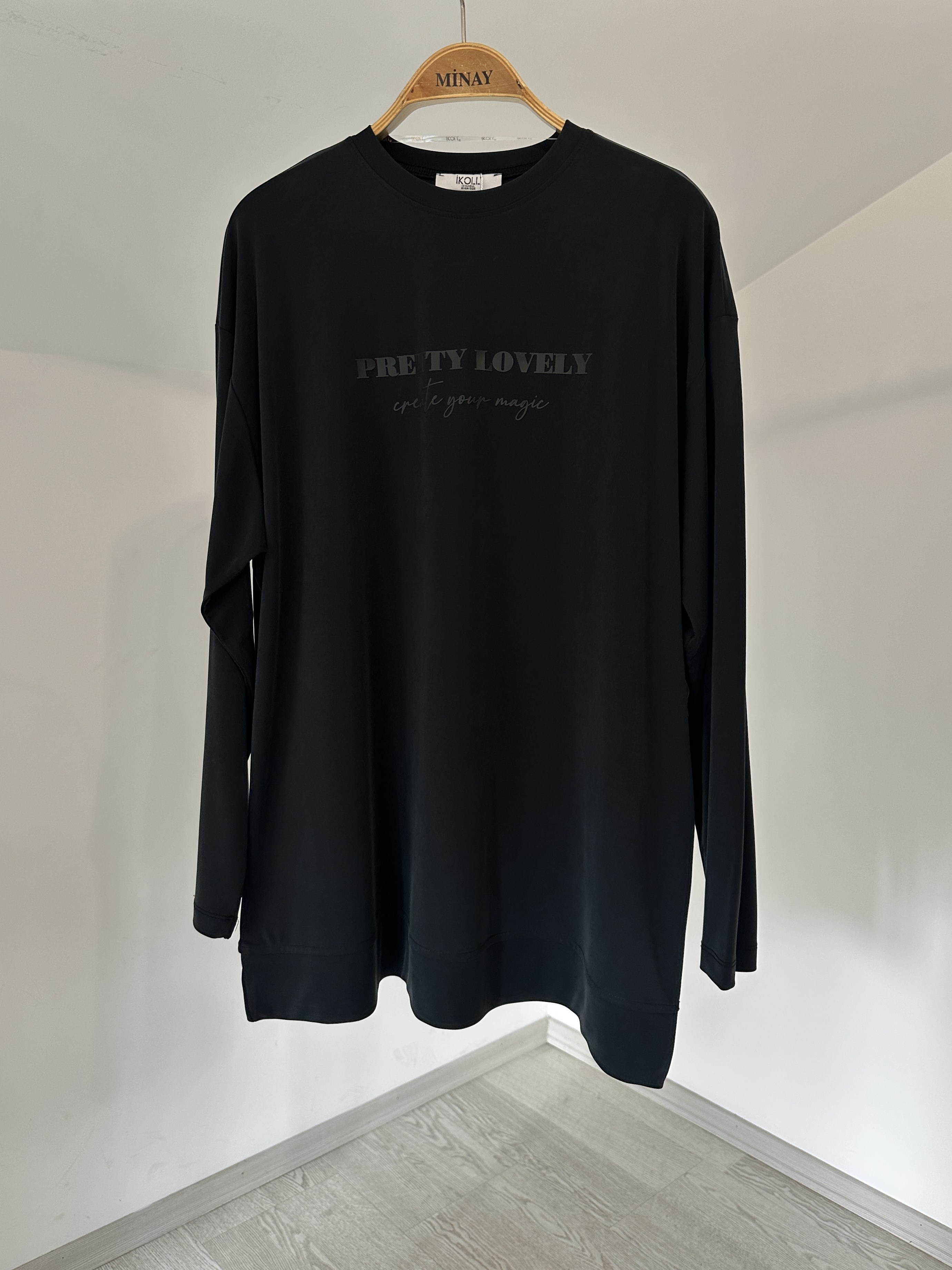 18121 Bisiklet Yaka Tunik-Siyah