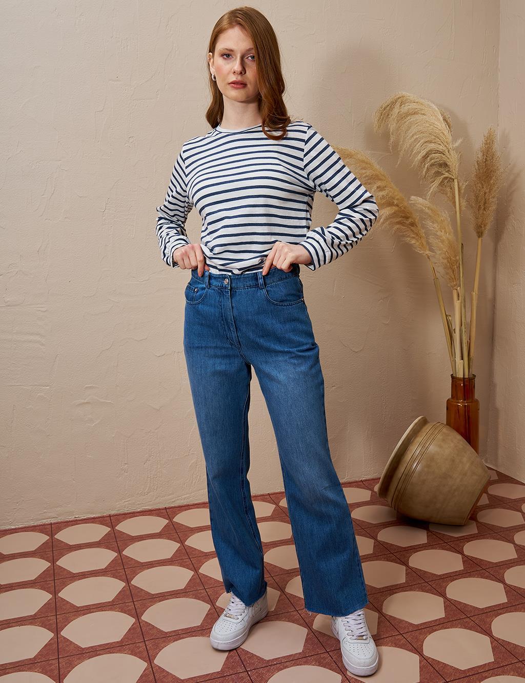 19033 Yüksek Bel Denim Pantolon-Laci