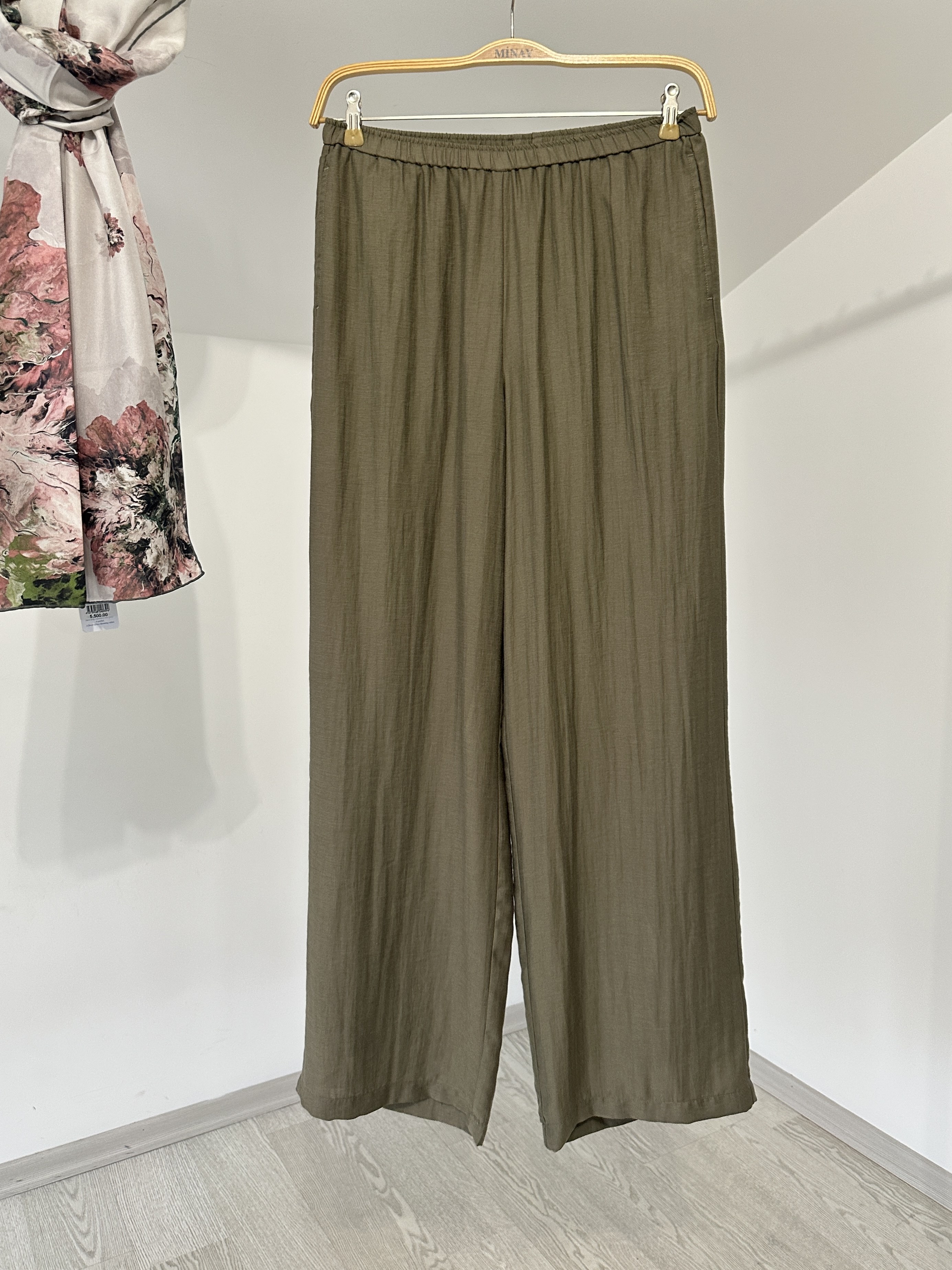 19061 Beli Lastikli Astarlı Pantolon-Haki