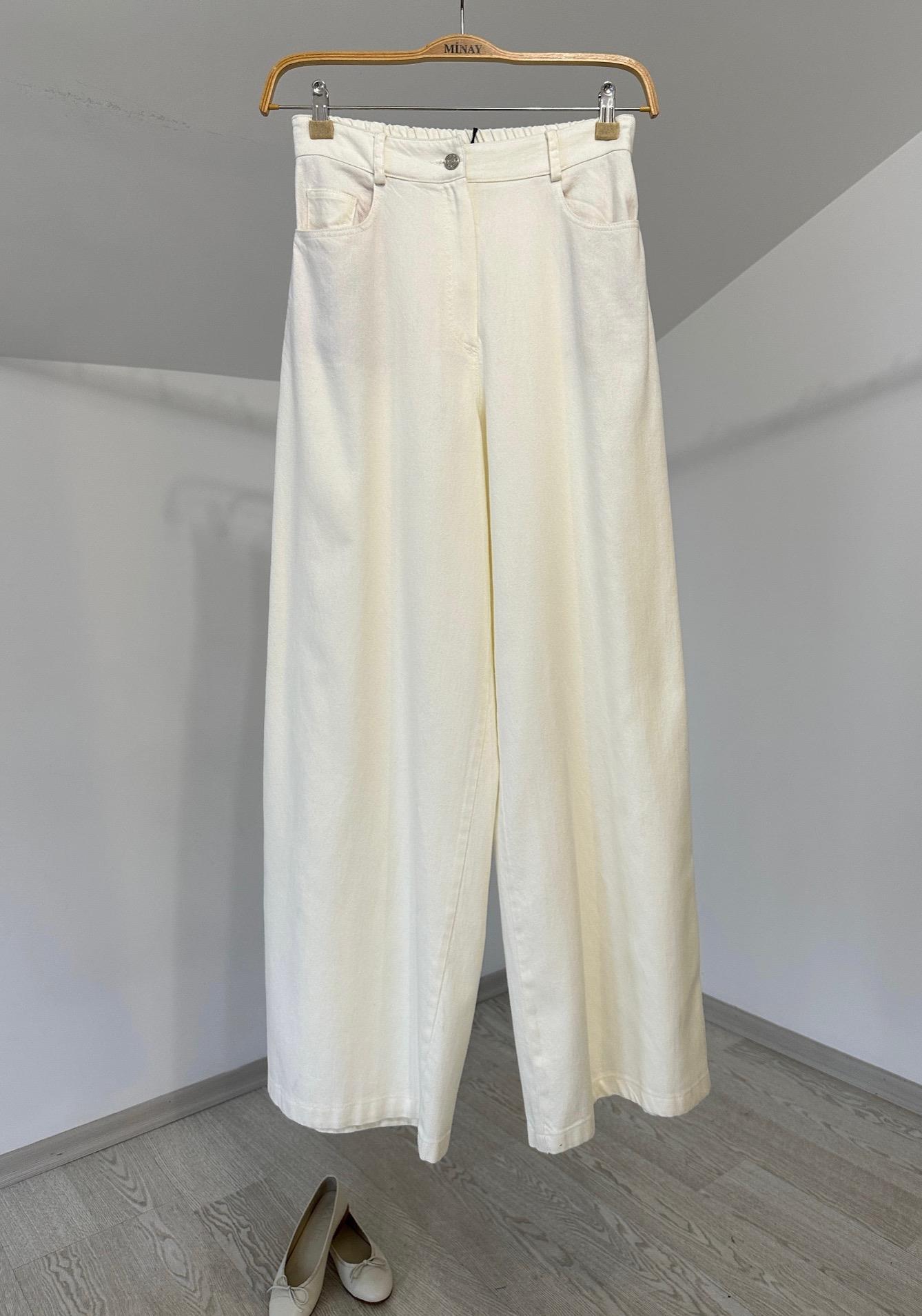 19122 Bol Paça Pamuklu Pantolon-Ekru