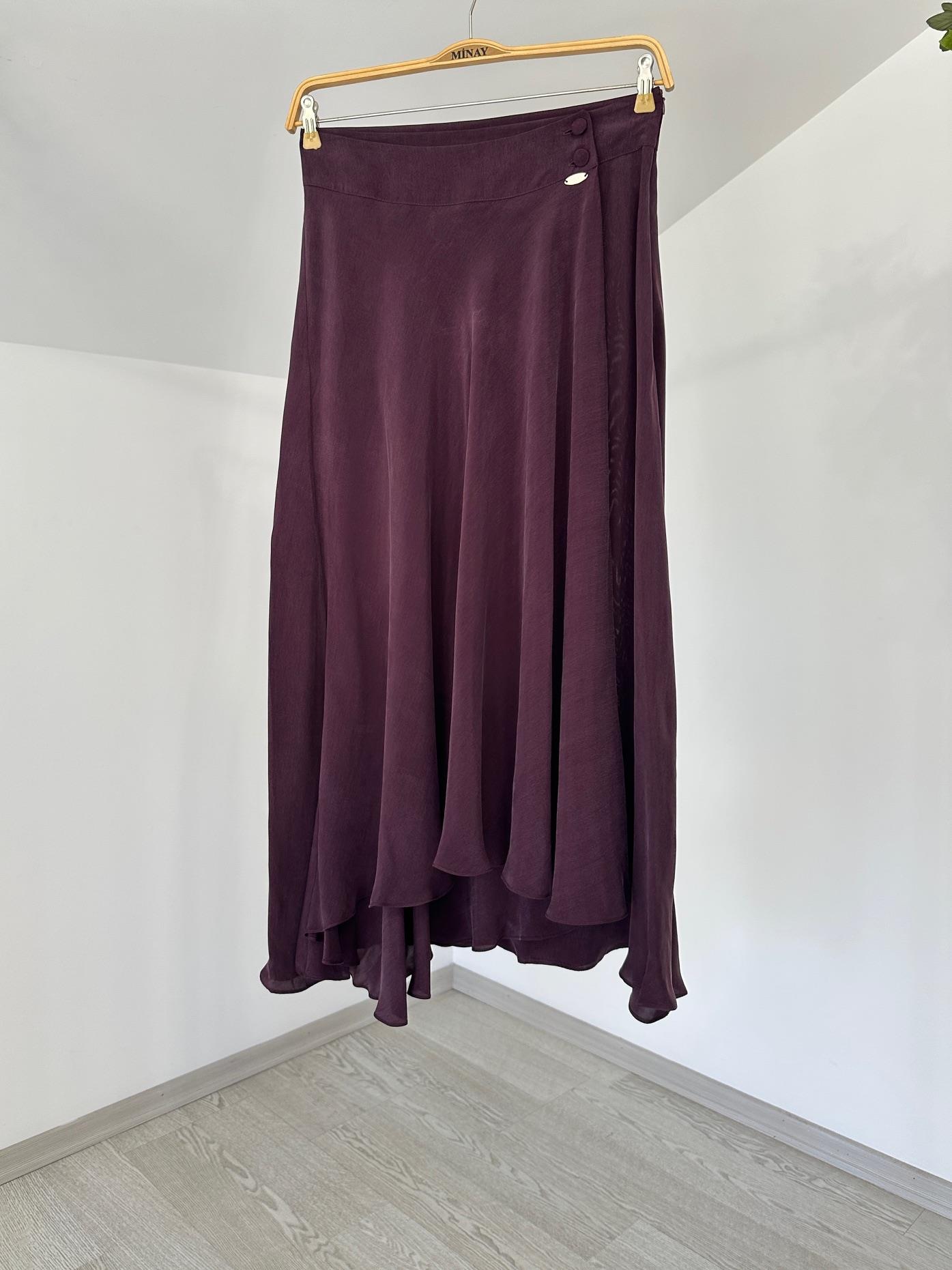 2009 Asimetrik Kesim Cupro Etek-Bordo