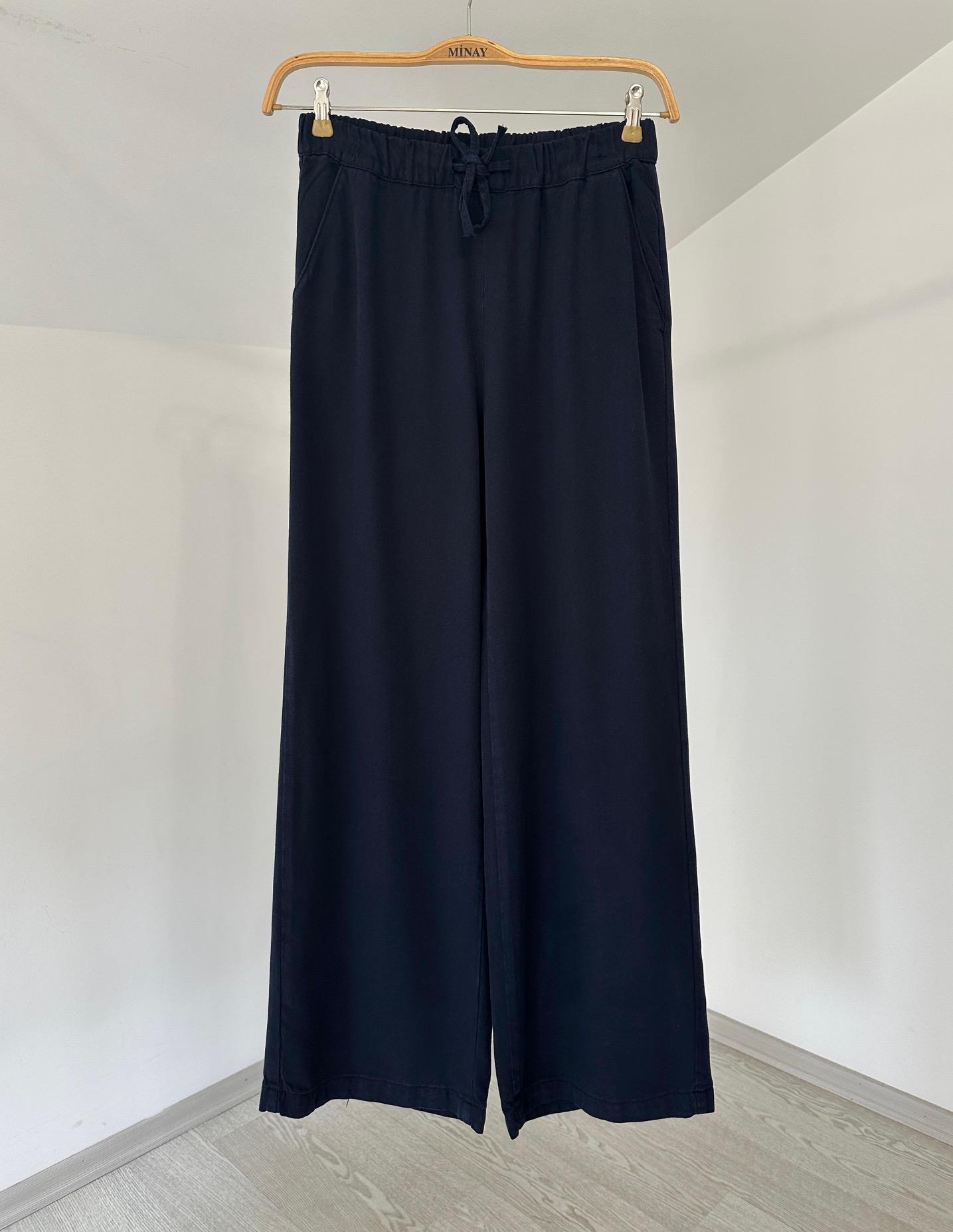 2773 Beli Lastikli Bol Paça Tensel Pantolon-Laci