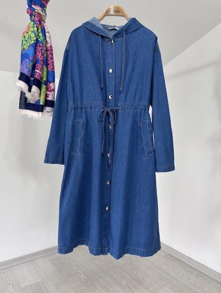 31563 Kapüşonlu Jean Kap