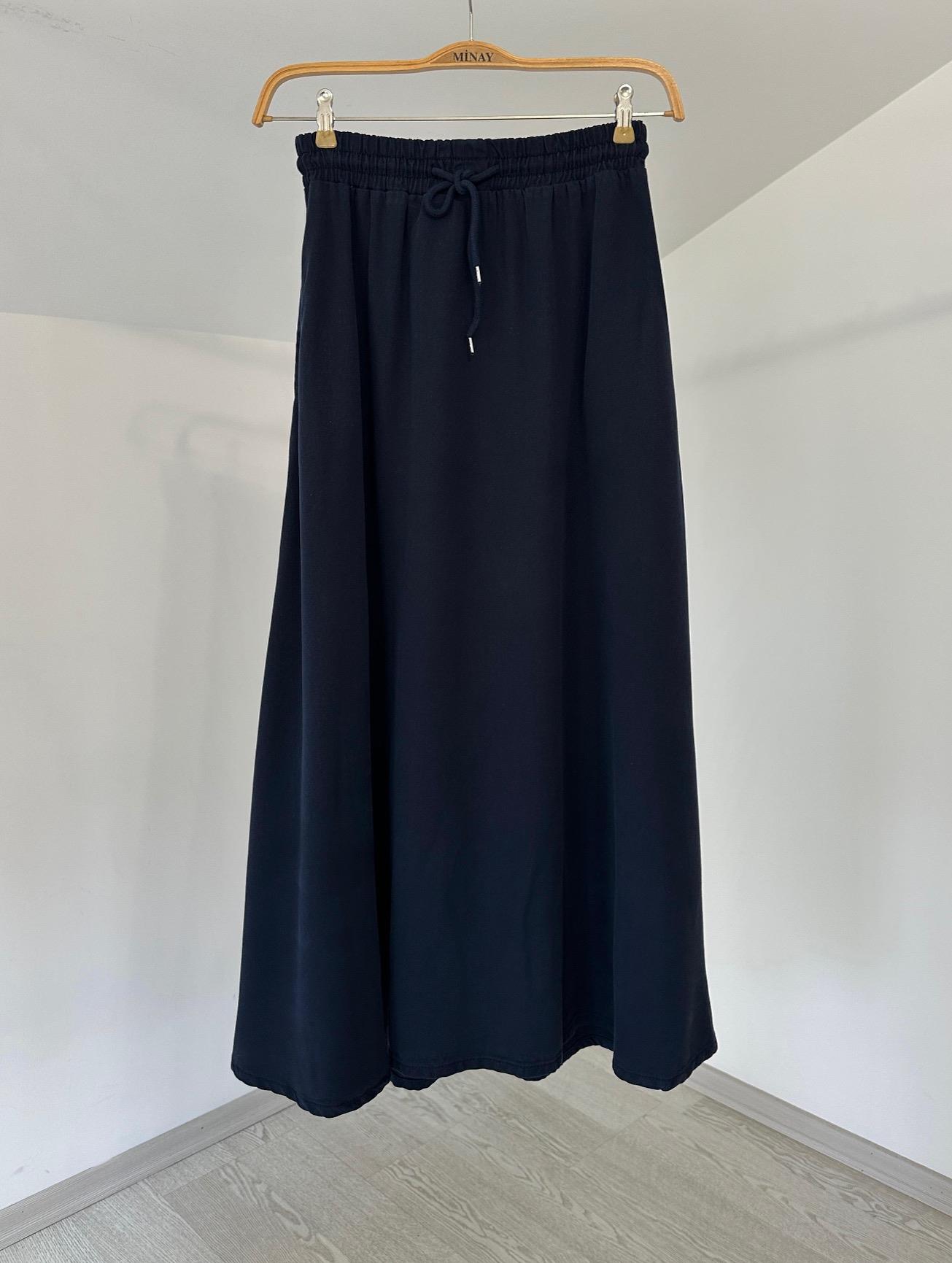 3322 Beli Lastikli Tensel Pantolon-Laci