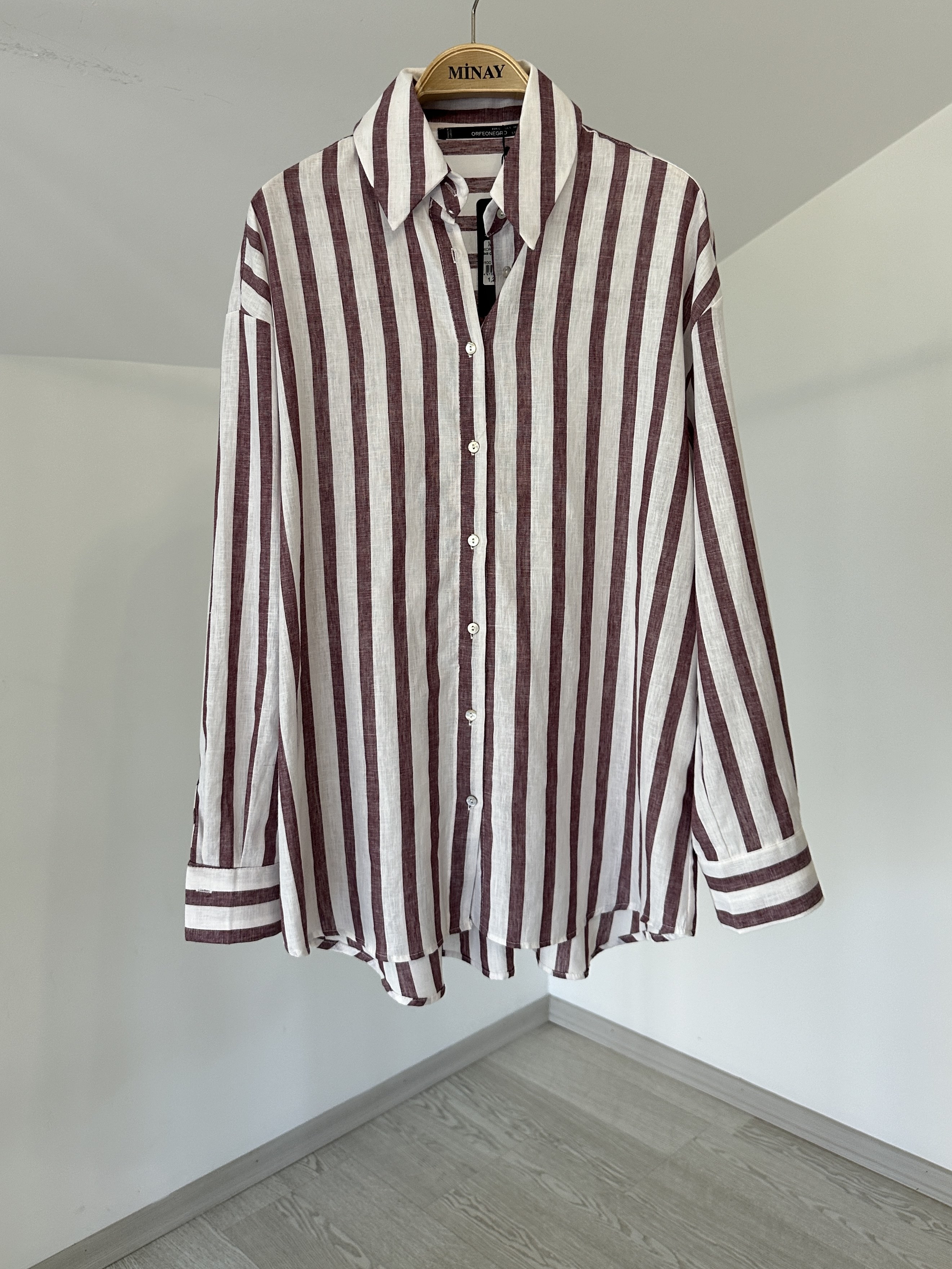 34948 Çizgili Tunik-Bordo