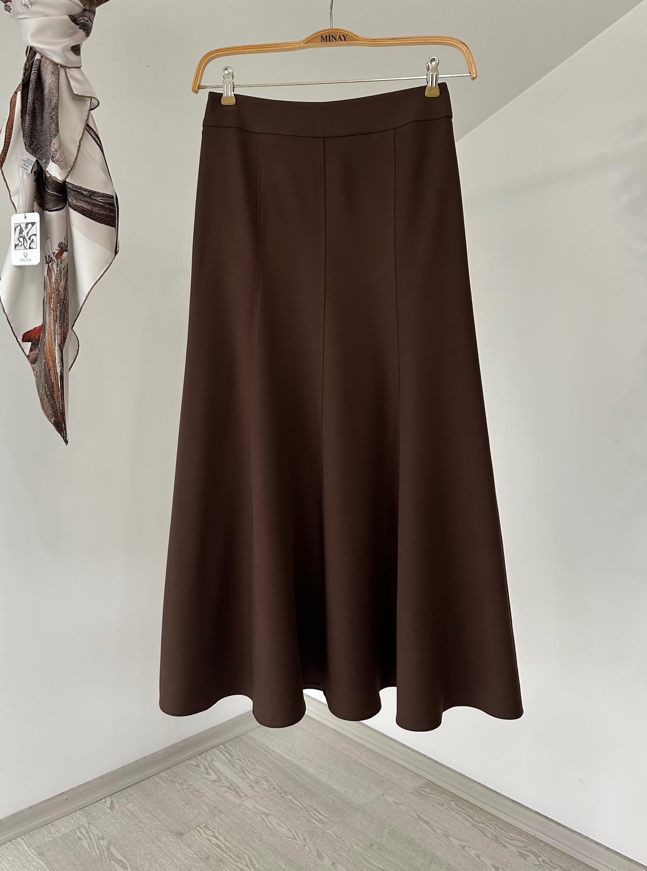 4006 Parçalı Etek-Kahve
