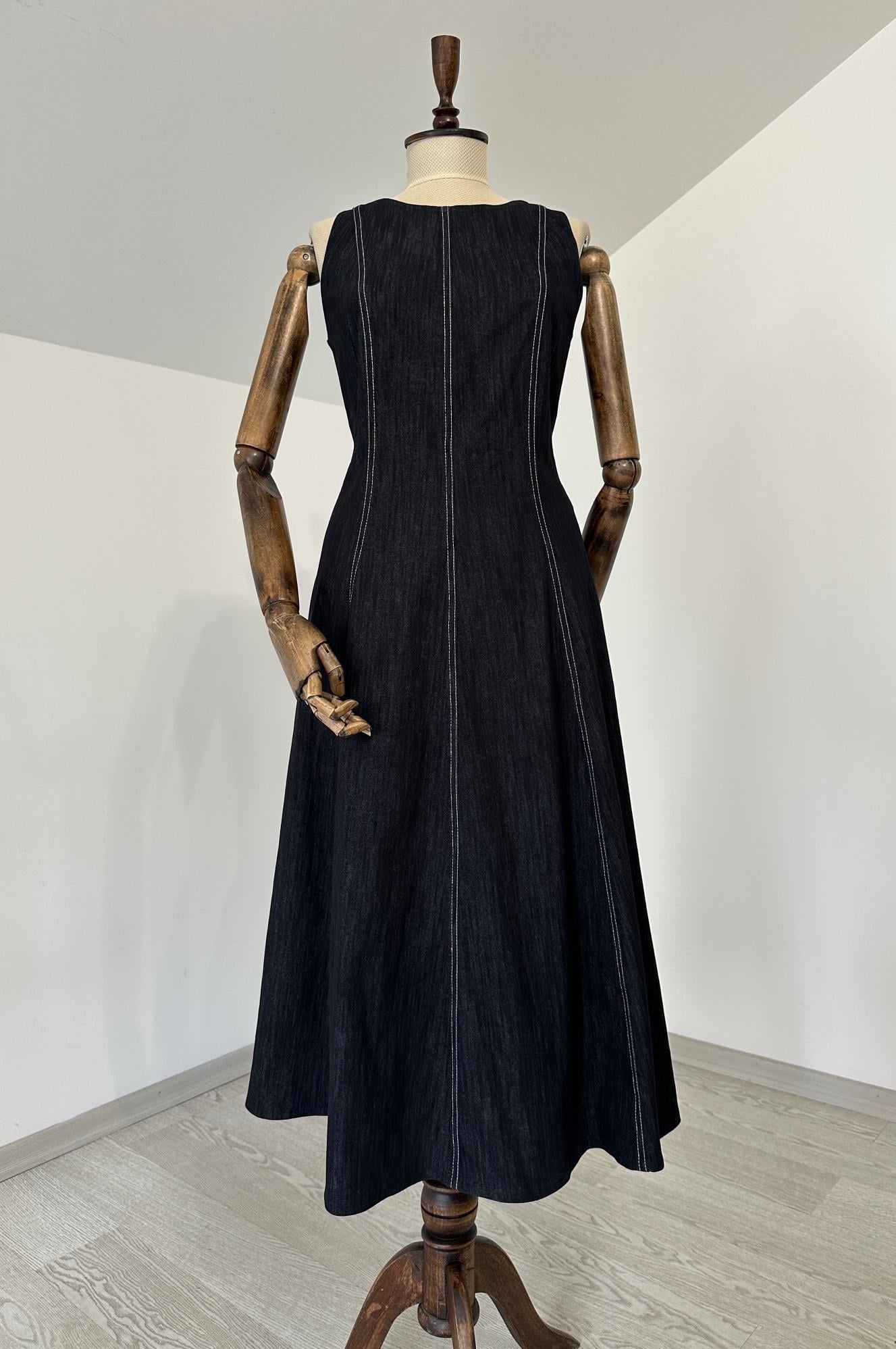 401001 Kontrast Dikişli Denim Jile-Siyah