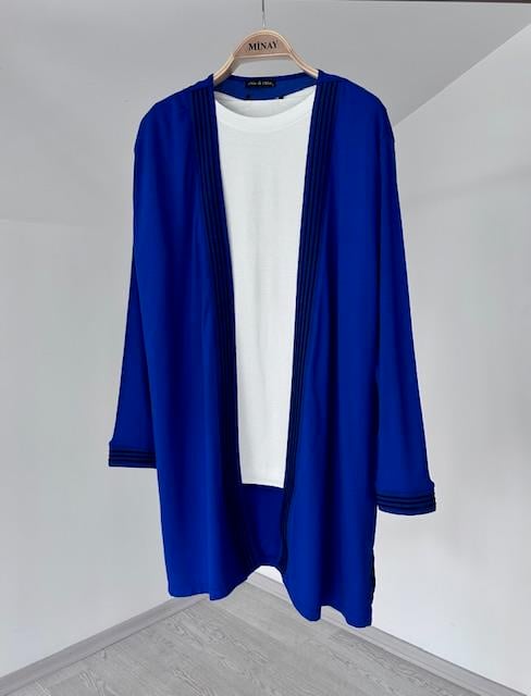 5051 Çizgili Ribanalı Penye Hırka-SAKS
