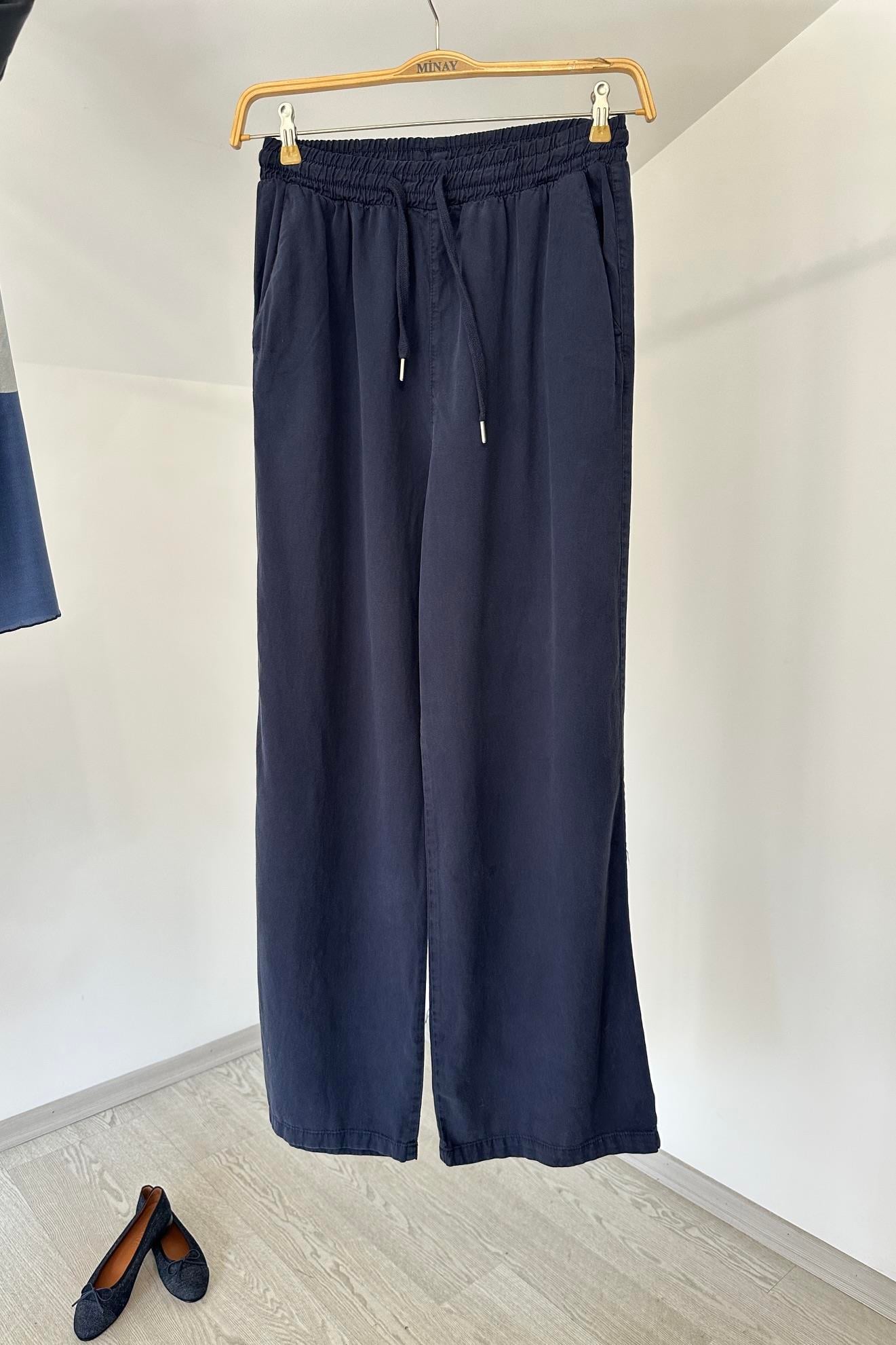 5054 Beli Lastikli Lyocell Pantolon-Laci