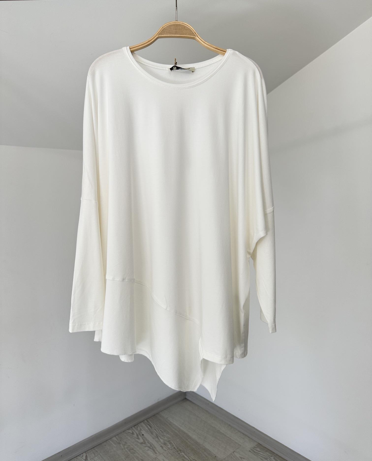 517 Asimetrik Kesim Viscose Bluz-Ekru