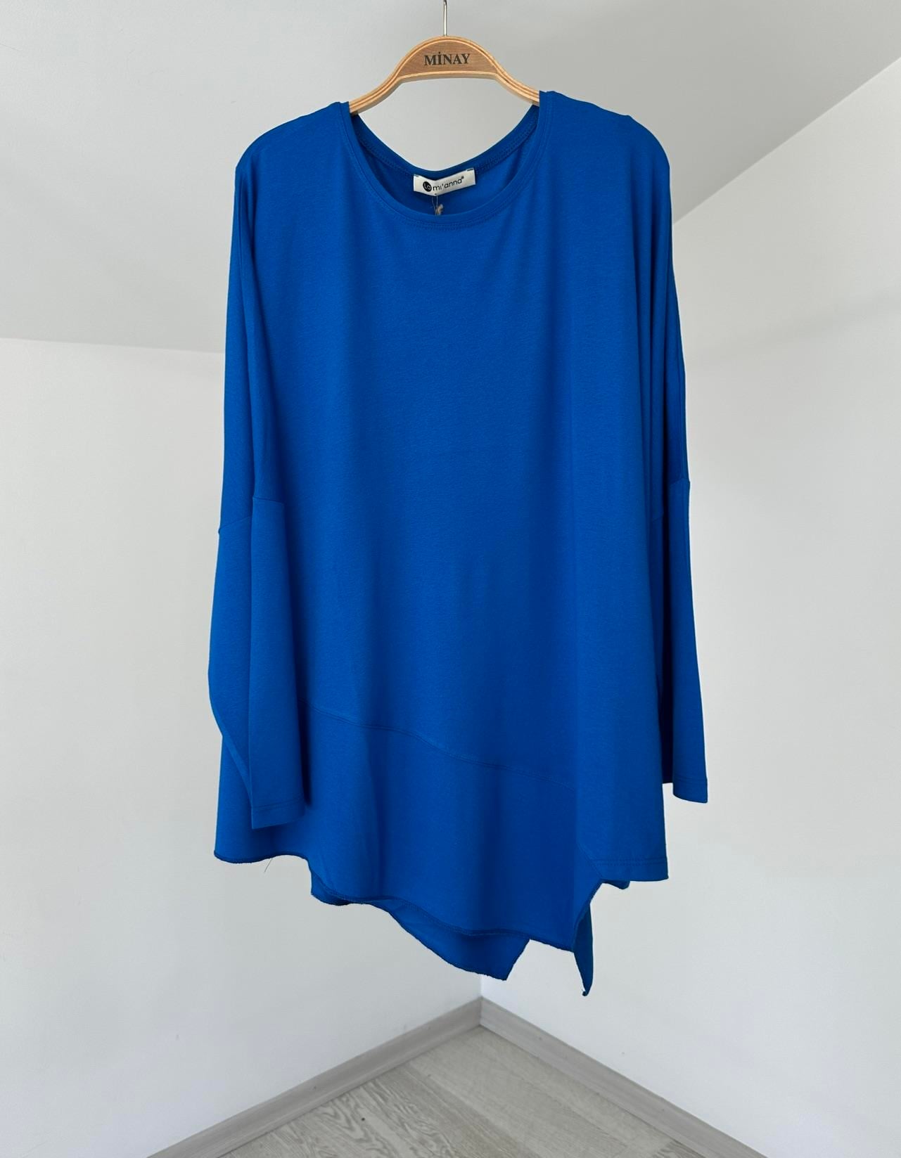 517 Asimetrik Kesim Viscose Bluz-Saks