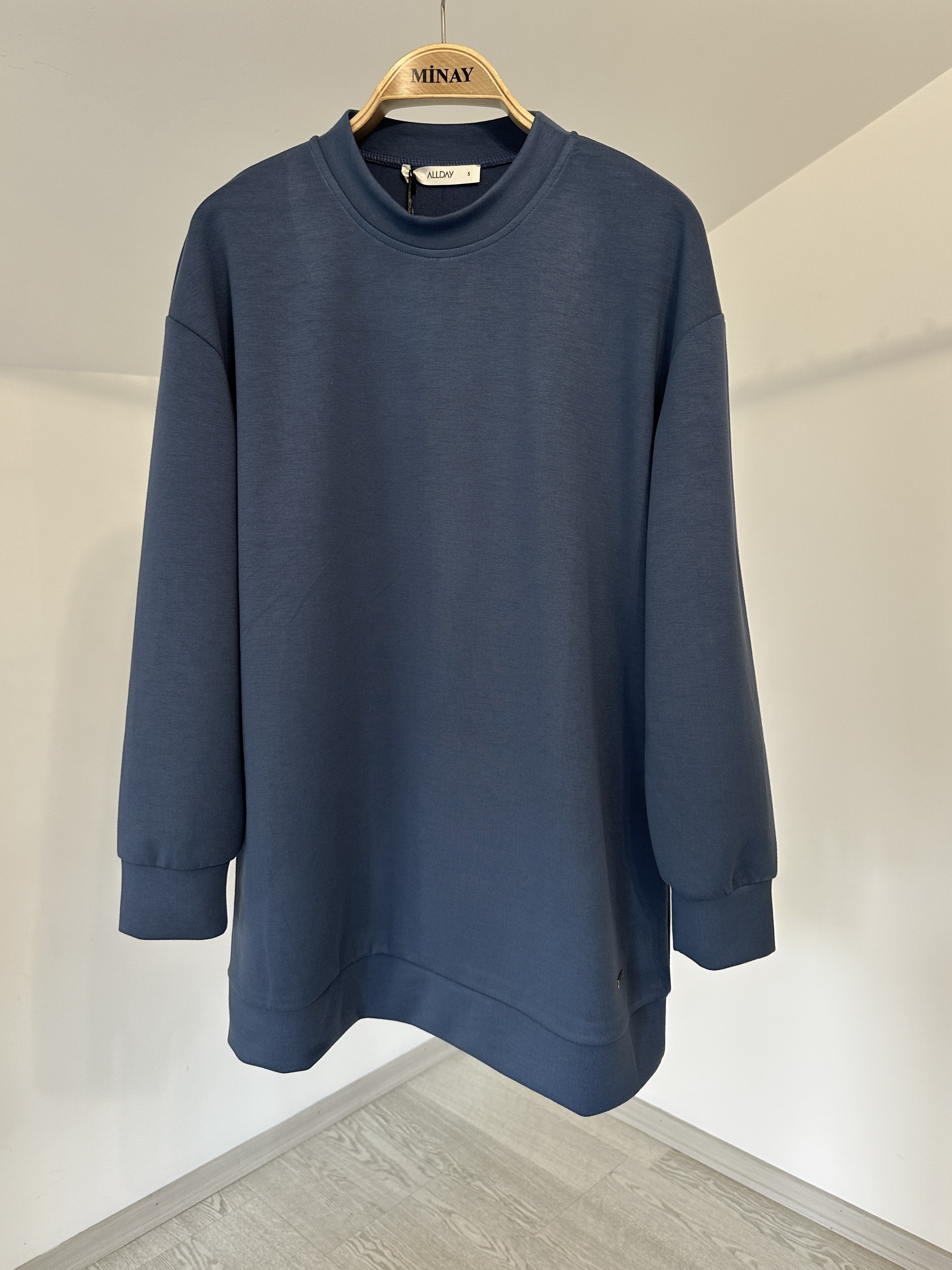 52324 Yumuşak Dokulu Tunik-İndigo