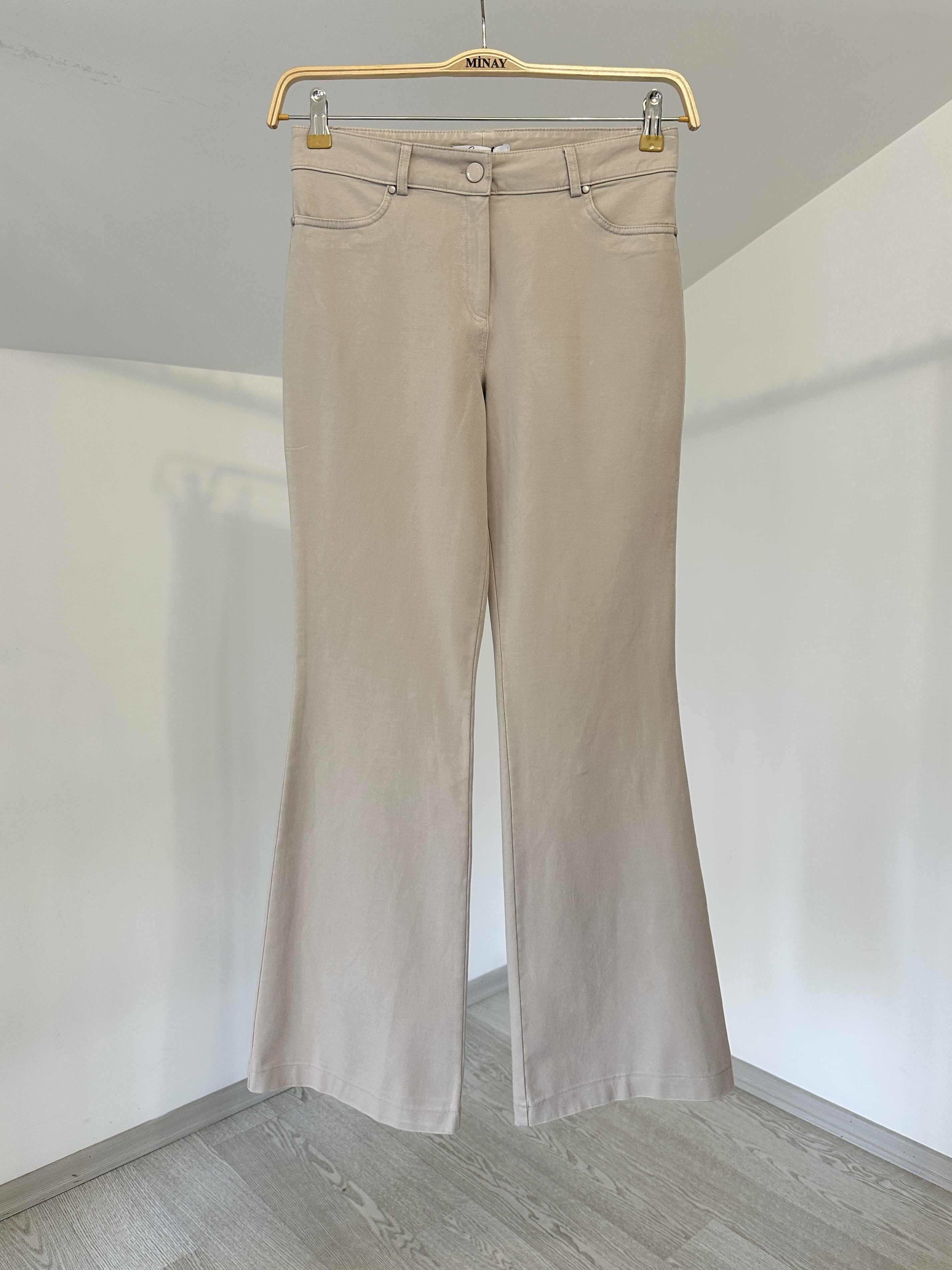 5531 Kanvas İspanyol Paça Pantolon-Taş