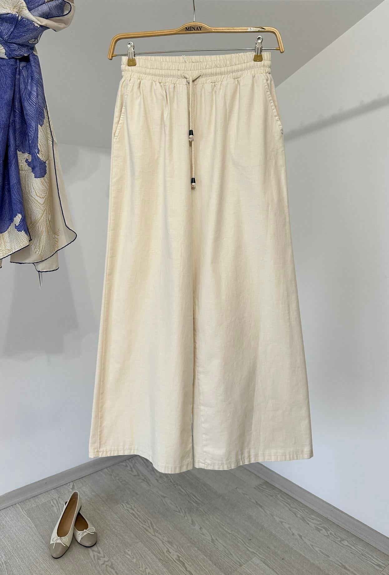 79050 Pamuklu Pantolon-Krem