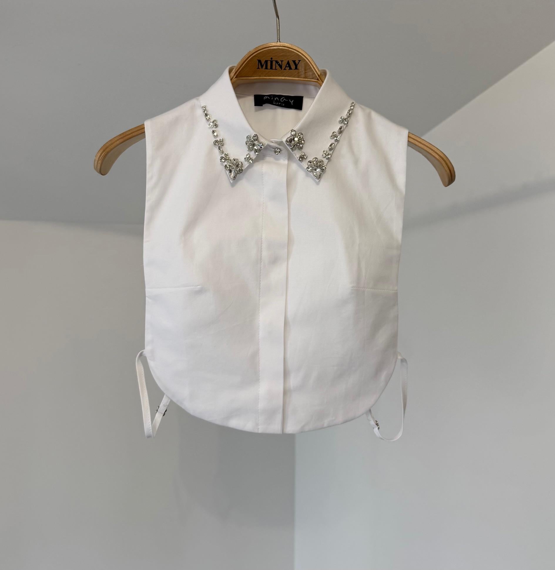 9999 Taş İşlemeli Yakalık-Beyaz1