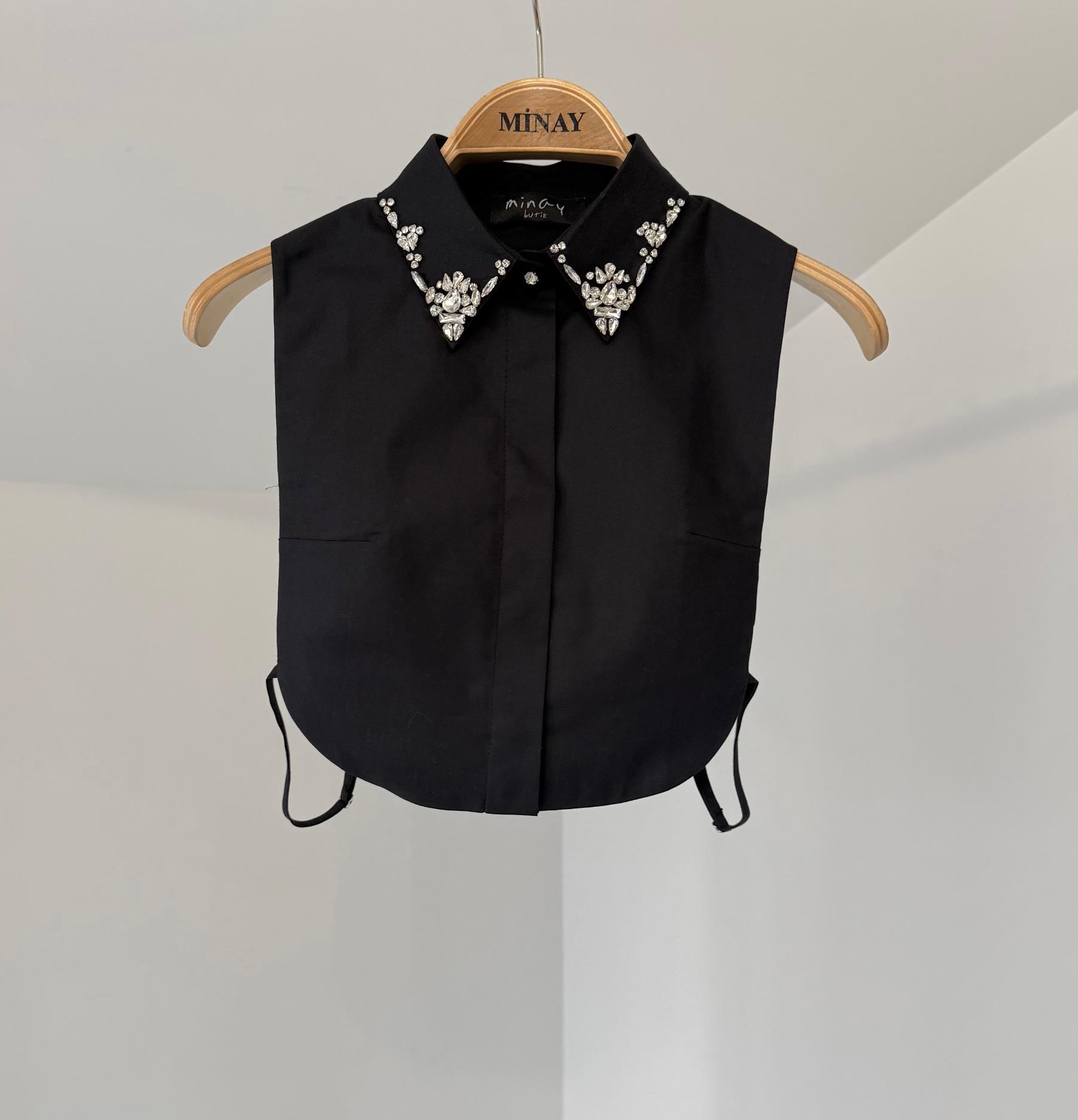 9999 Taş İşlemeli Yakalık-Siyah1