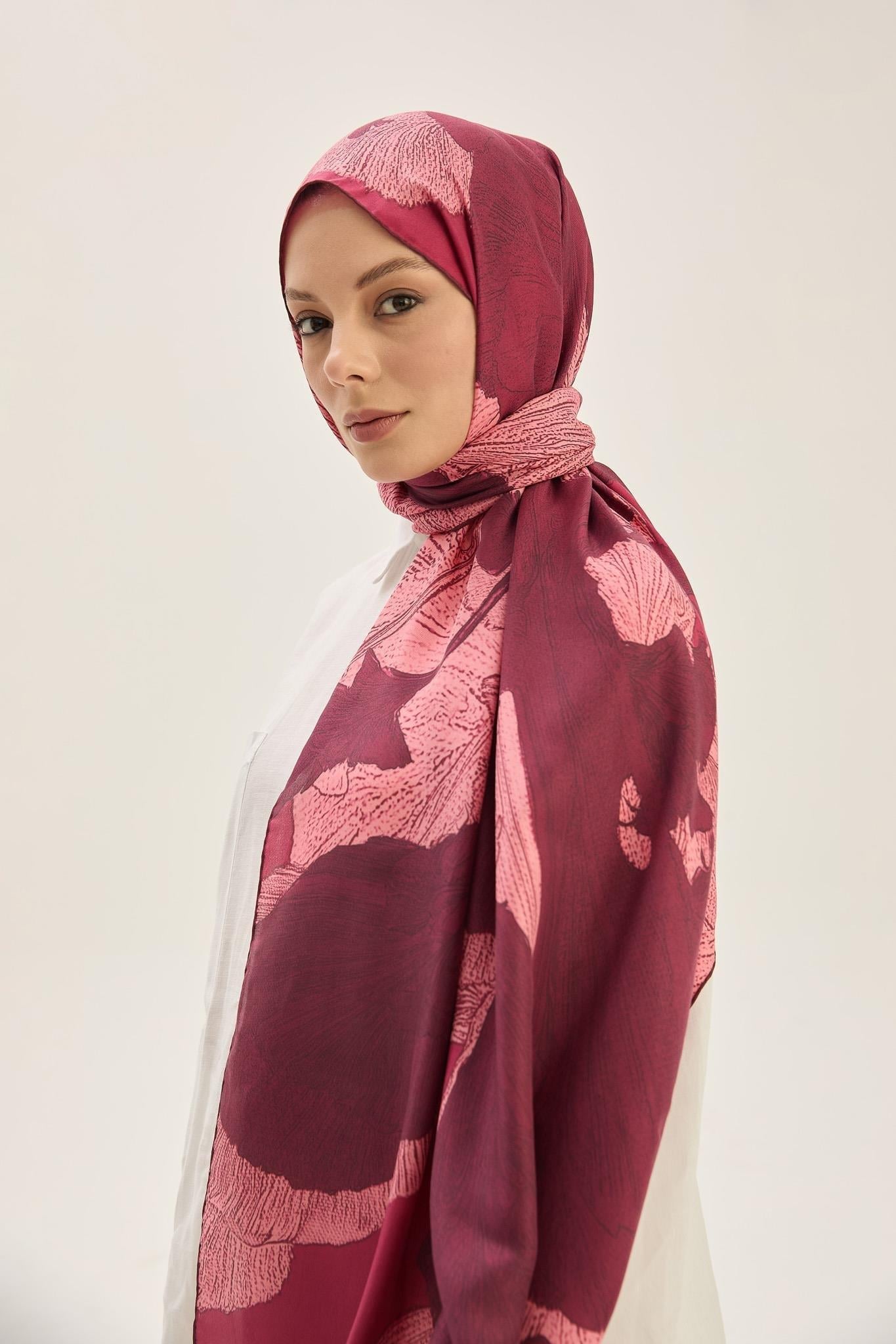 MAİSA PAMUK İPEK ŞAL 70*190 CM - VİŞNE