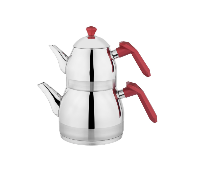 SCHAFER LUZ ORTA BOY ÇELİK ÇAYDANLIK TAKIMI 3 PARÇA-KIRMIZI