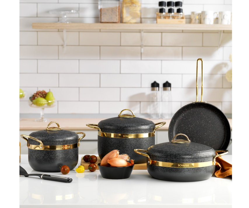 SCHAFER GOLDİE Y.Y TENCERE SETİ-7 PARÇA-SİYAH