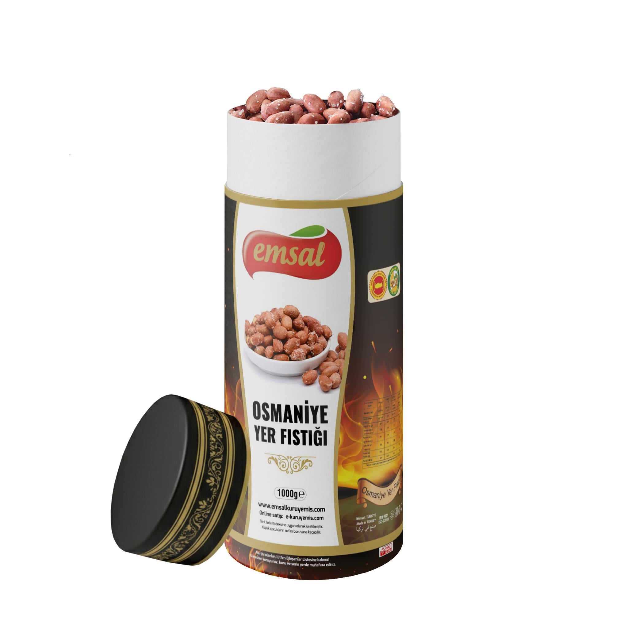 Emsal Kavrulmuş Osmaniye Yer Fıstığı 1 kg (Yaldızlı Silindir Kutuda)