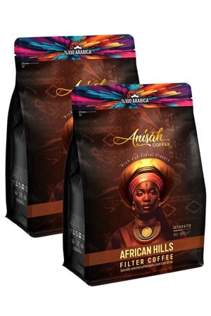 Anisah Coffee African Hills Çekirdek Filtre Kahve | 2x500 Gr | %100 Arabica Doğu Afrika Blend | Orta Kavrum (medium roast) - ANISAH COFFEE
