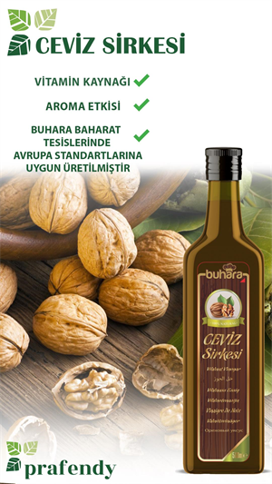BUHARA 100% DOĞAL CEVİZ SİRKESİ CAM ŞİŞE 500 ML
