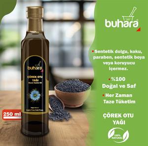 BUHARA ÇÖREK OTU YAĞI ( Çörekotu ) 250 ML CAM ŞİŞE Soğuk Press 100% DOĞAL ve SAF - BUHARA