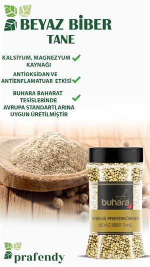 BUHARA TOPTAN BEYAZ BİBER TANE 150 GR x 12 Ad. PET