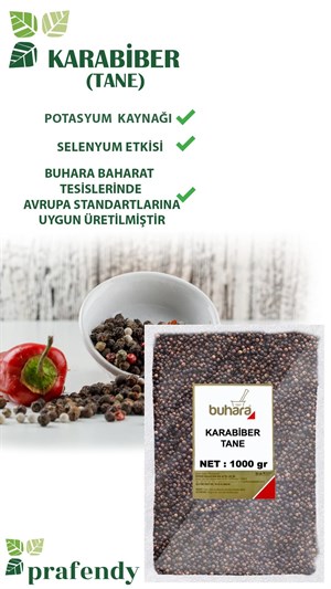 BUHARA TOPTAN KARABİBER TANE 1 KG x 10 Ad - 10 KG